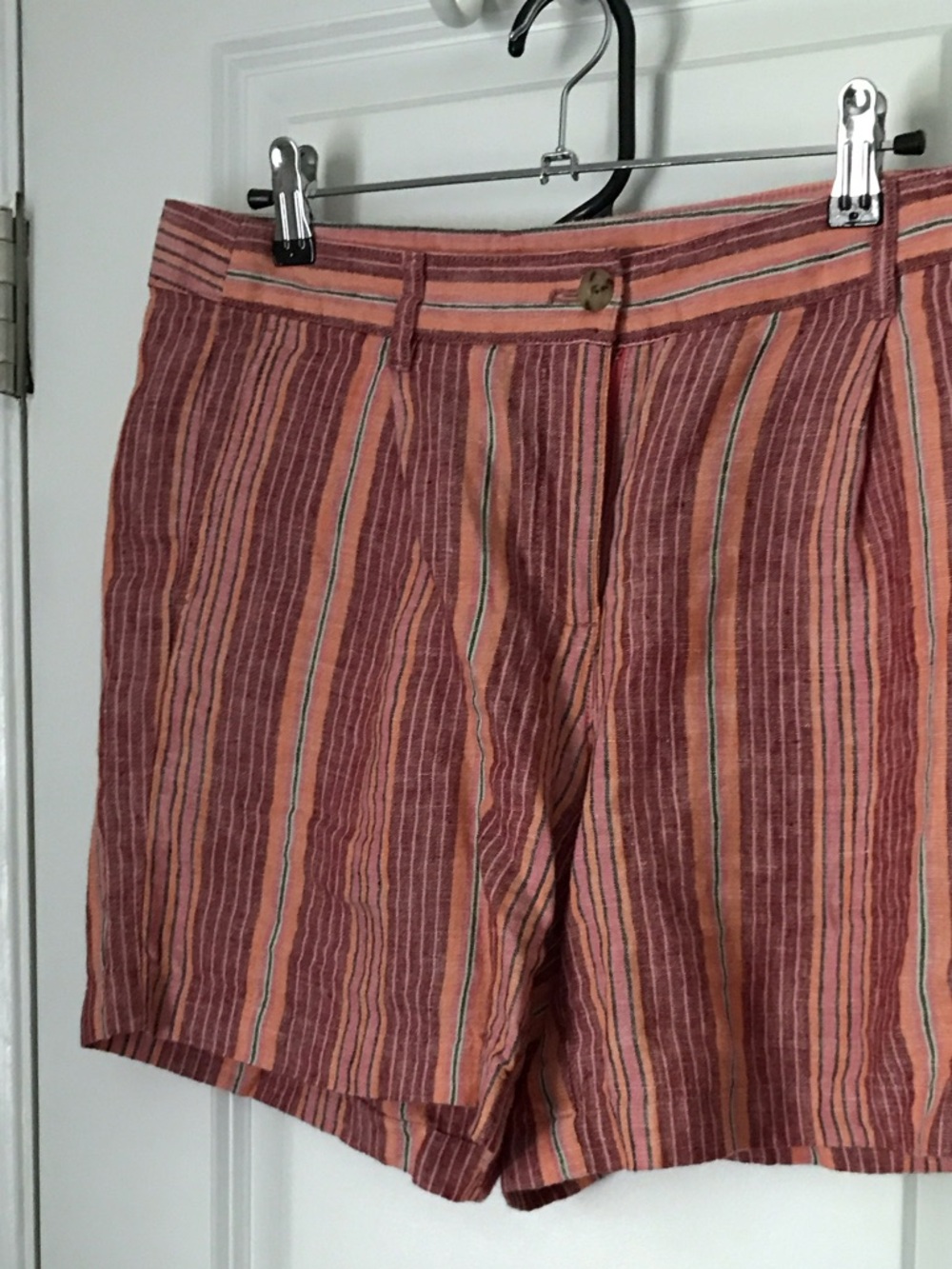 J. Jill Striped Linen Blend Skirt in Coral and Rust
